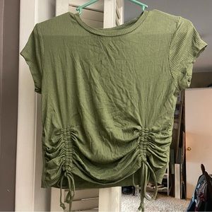 Olive Green Cinched Crop Top (Size L)